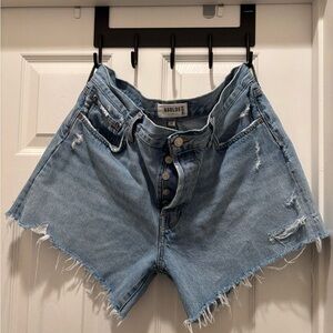 Agolde Light Blue Distressed Jean Shorts